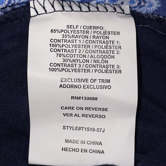 Womans NewW Tag Taylor & Sage Top X L Blue Print 65 Poly/35 Rayon - Picture 5 of 6